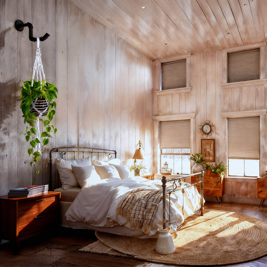 עציץ קרמיקה שחור לבן משולב מקרמה לתליה - הדמיה