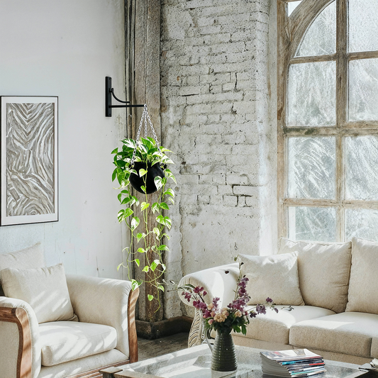 כד חרס שחור נתלה, משולב שרשרת ברזל כסופה - הדמיה