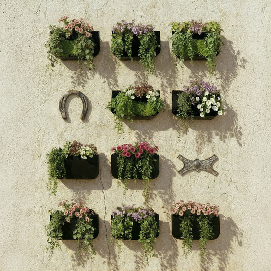 אדנית ברזל שחורה צמודת קיר - הדמיה