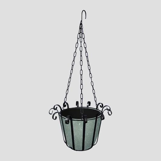 בית מתכת לעציץ נתלה משולב כלי פלסטיק 1