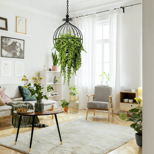 בית מתכת כדורי לעציץ נתלה - הדמיה