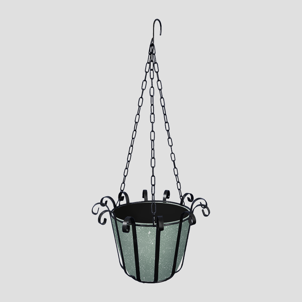 בית מתכת לעציץ נתלה משולב כלי פלסטיק 1