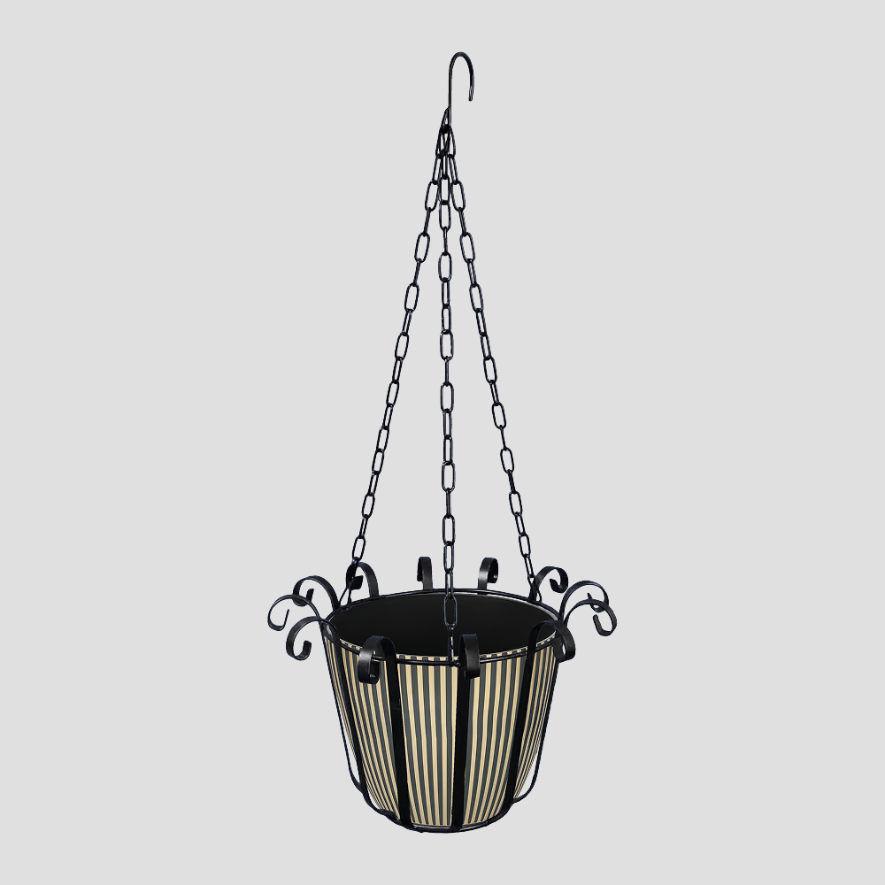 בית מתכת לעציץ נתלה משולב כלי פלסטיק2