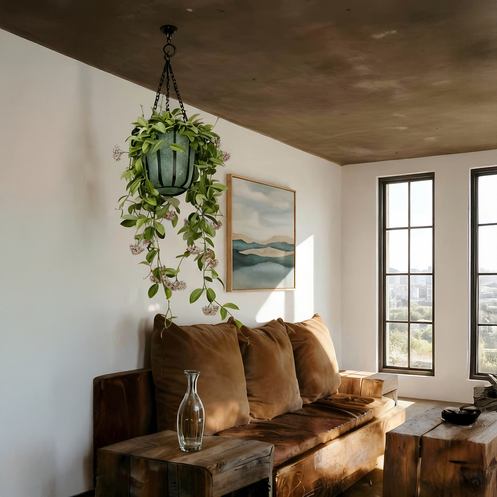 עציץ פלסטיק טורקיז משולב במתקן MFP-D30H18+C-b - הדמיה