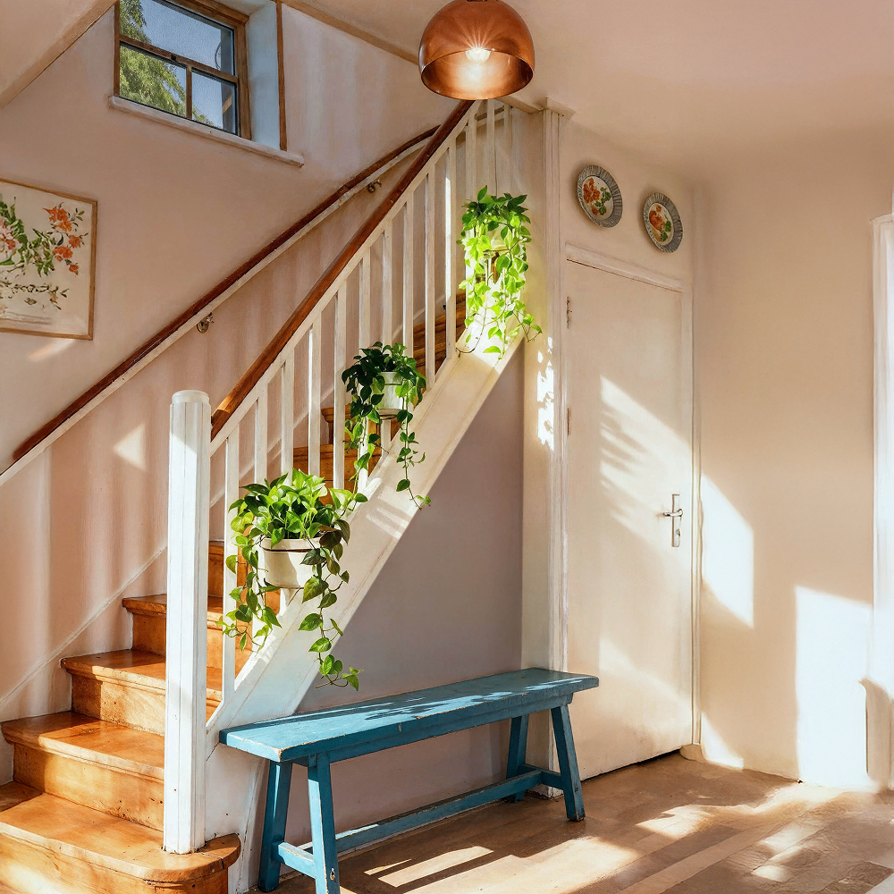 מתקן ברזל צף לתליית עציץ בין מעקות - הדמיה